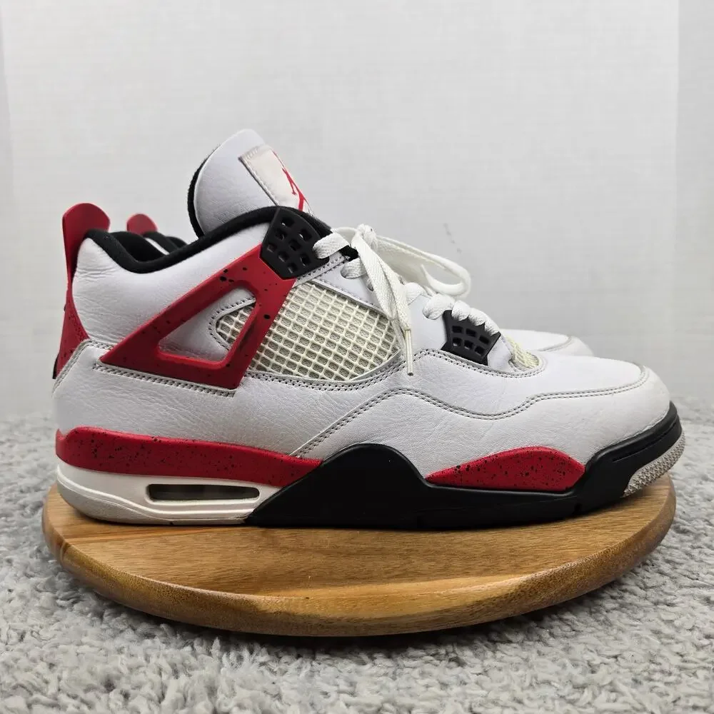 Jordan 4 Retro Red Cement Mens 12 White Red Casual Daily Sneaker DH6927-161